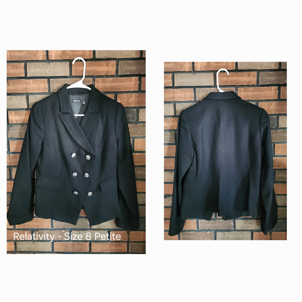 Relativity Women's Double-Breasted Black Blazer